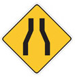 roadway narrows